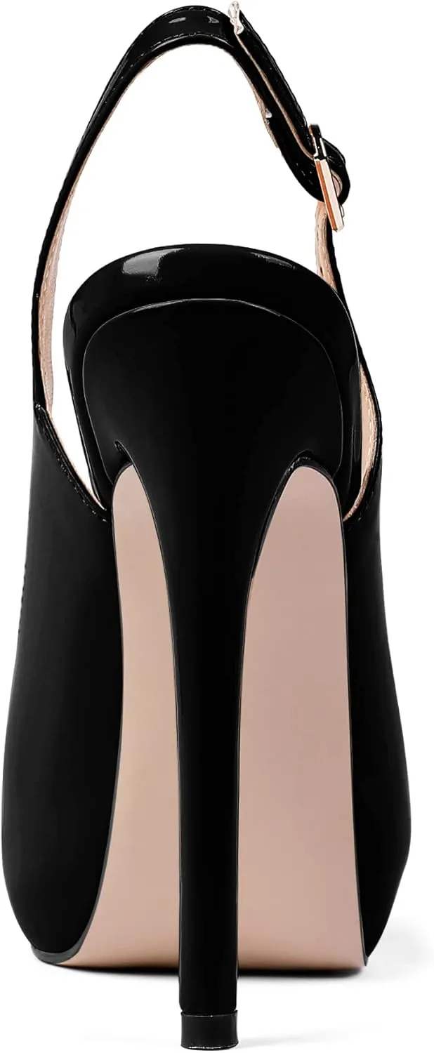 YODEKS Women's Peep Toe High Heel Slingback Pumps Platform Party Dress Shoes